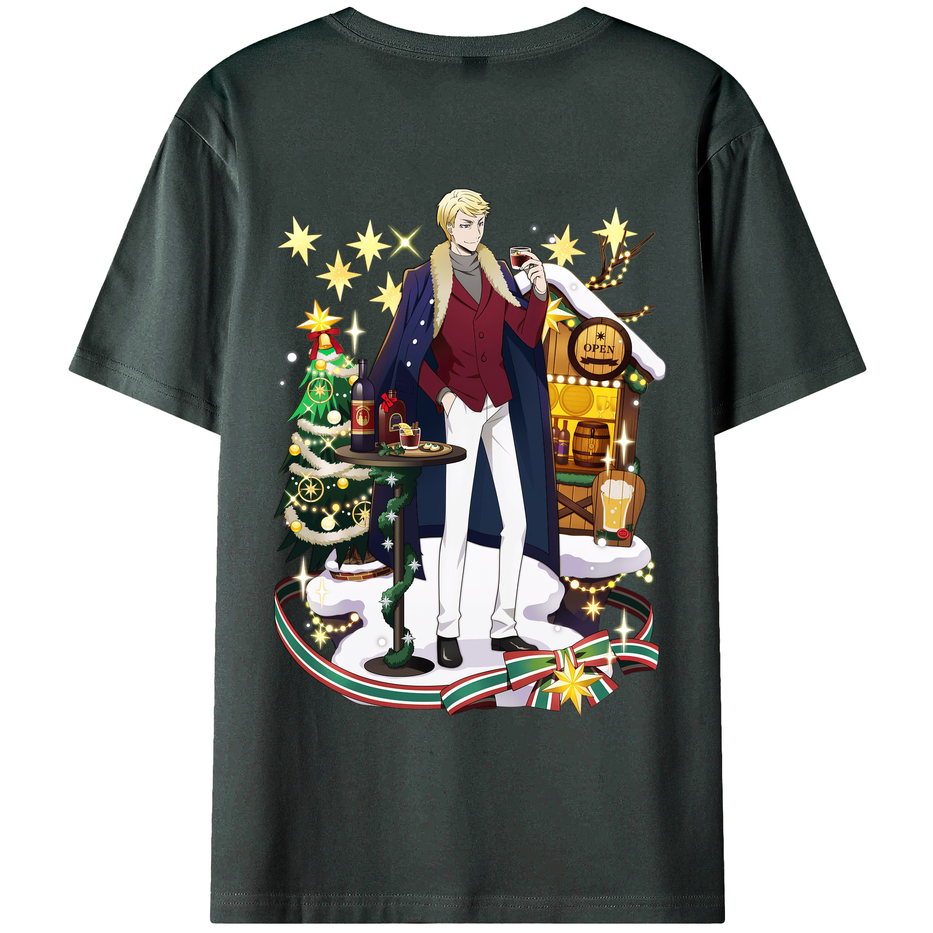 （画像用） 文豪ストレイドッグス Bungo Stray Dogs 綿100％ メンズ半袖Tシャツ（バックプリント） 通気性